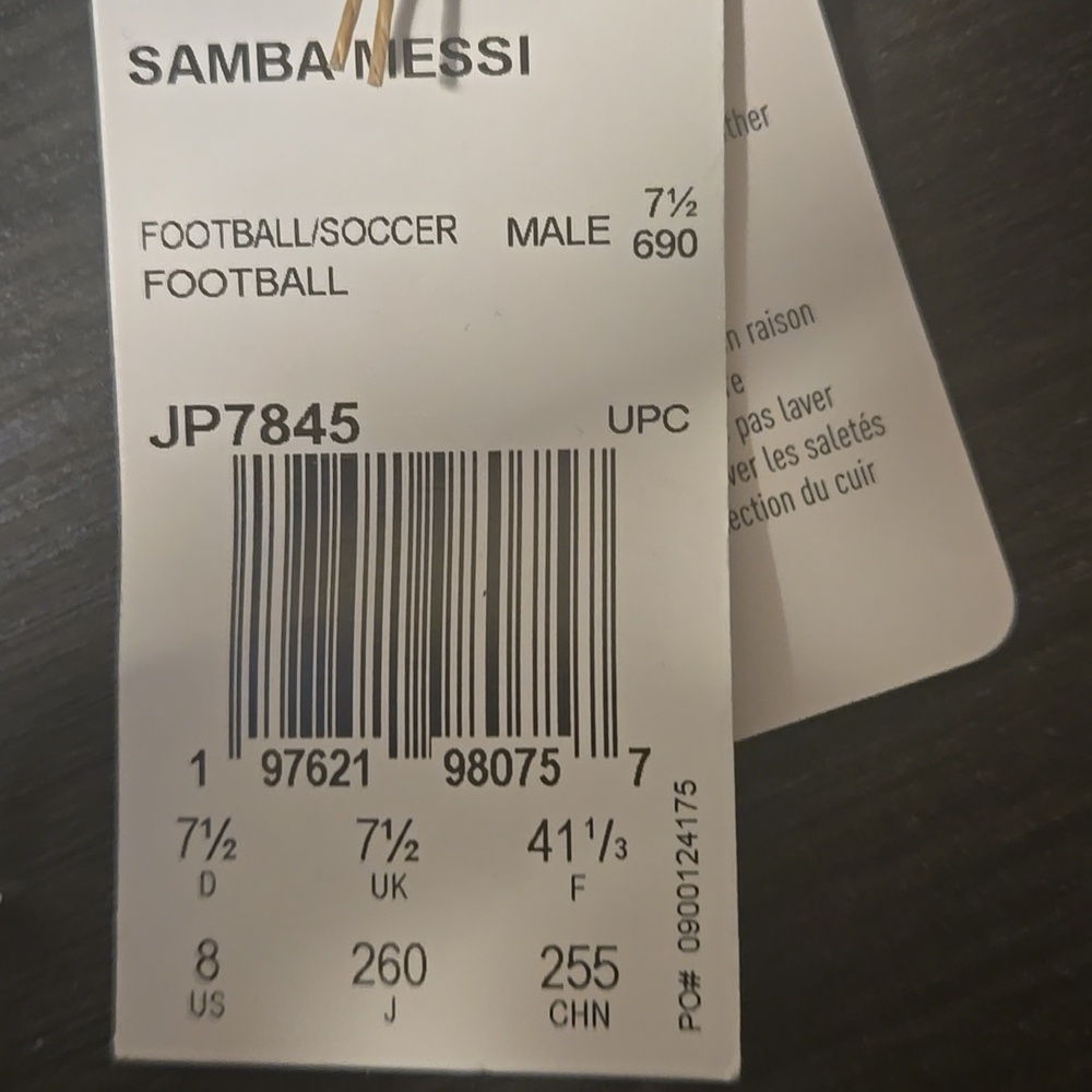 Adidas Black and Pink Samba Messi Sneakers Size 8 NEW - Picture 8 of 8